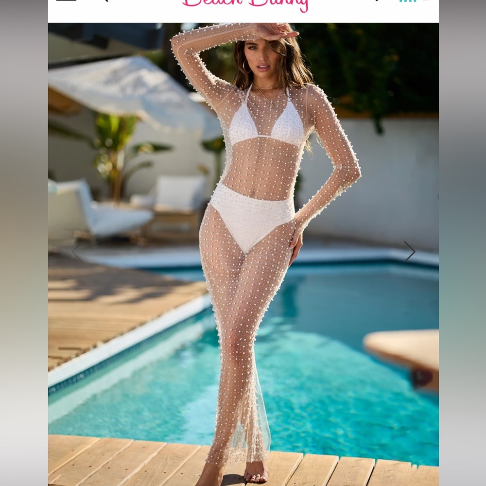 Beach Bunny Champagne Nights Mesh Dress in Nude